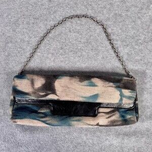 BCBGMAXAZRIA Y2K Clutch Tie-Dye Canvas and Leather